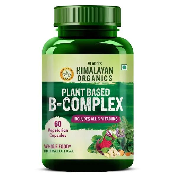 Vlado's Himalayan Organics Plant Based B-Complex Vitamins B12, B1, B2, B3, B5, B6, B9 and Biotin for Metabolism, Hair and Energy