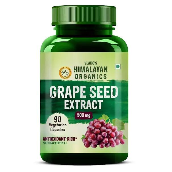 Vlado's Himalayan Organics Grape Seed Extract 500mg/Serving for Healthy Cholesterol Level - 90 Veg Capsules