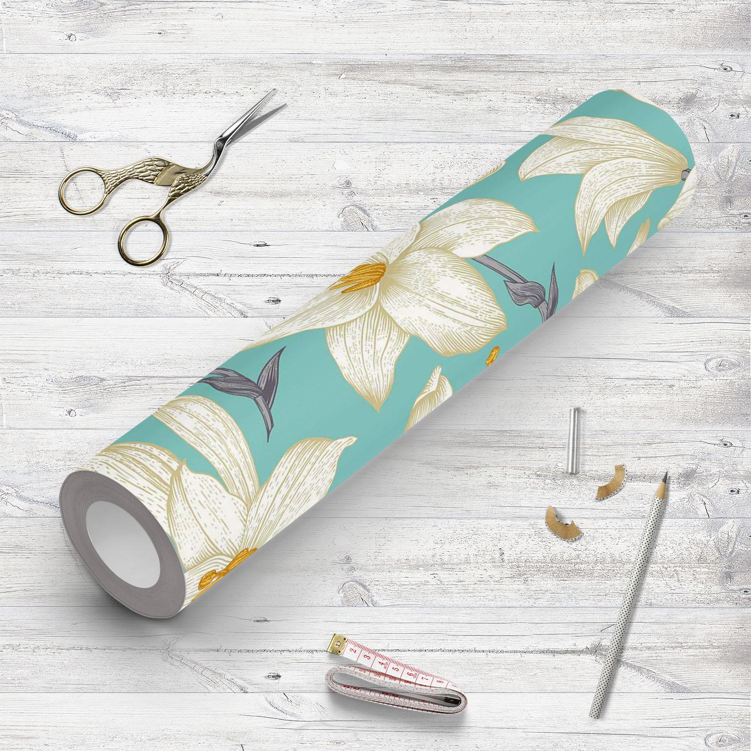 ArtzFolio Floral White Lily Flowers D3 | Peel & Stick Vinyl Wallpaper Roll | Non-PVC Self-Adhesive | Eco-friendly, Water-Repellent, Scratch-Resistant | 20 x 130 inch