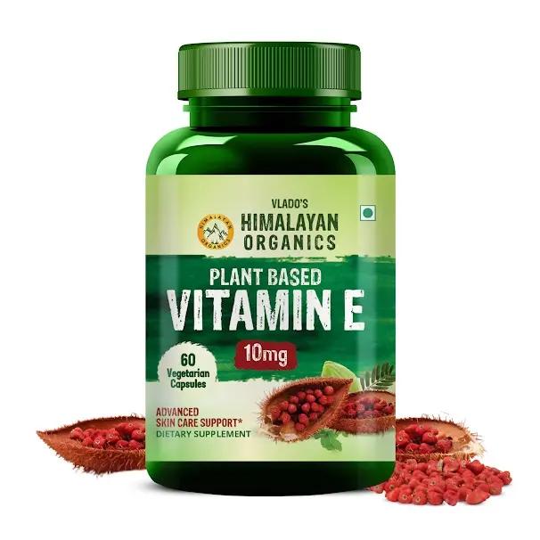 Vlado's Himalayan Organics Plant Based Vitamin E Capsules (Non-GMO Sunflower Oil, Aloevera Oil, Argan Oil) - 60 Capsules