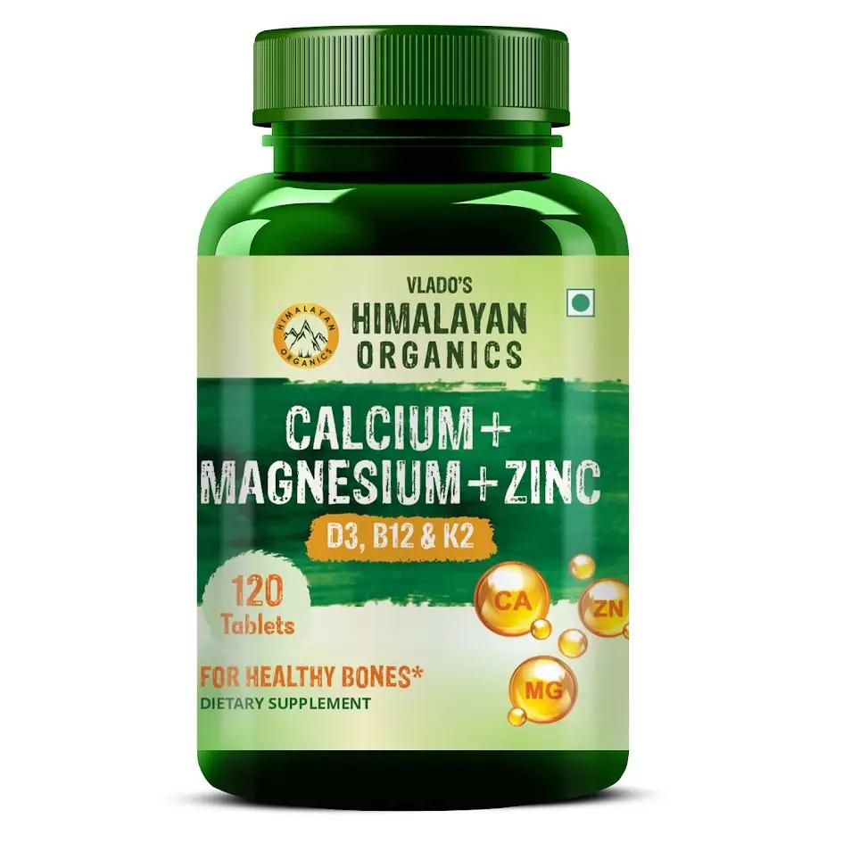 Vlado's Himalayan Organics Calcium Magnesium Zinc Vitamin D3 & B12- 120 Vegetarian Tablets