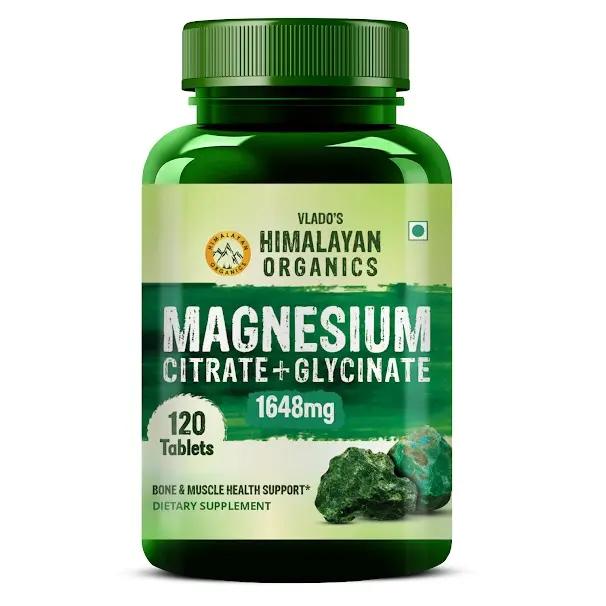 Vlado's Himalayan Organics Magnesium Complex Supplement with Magnesium Glycinate, Magnesium Citrate, Magnesium Oxide - 120 Veg Tablets