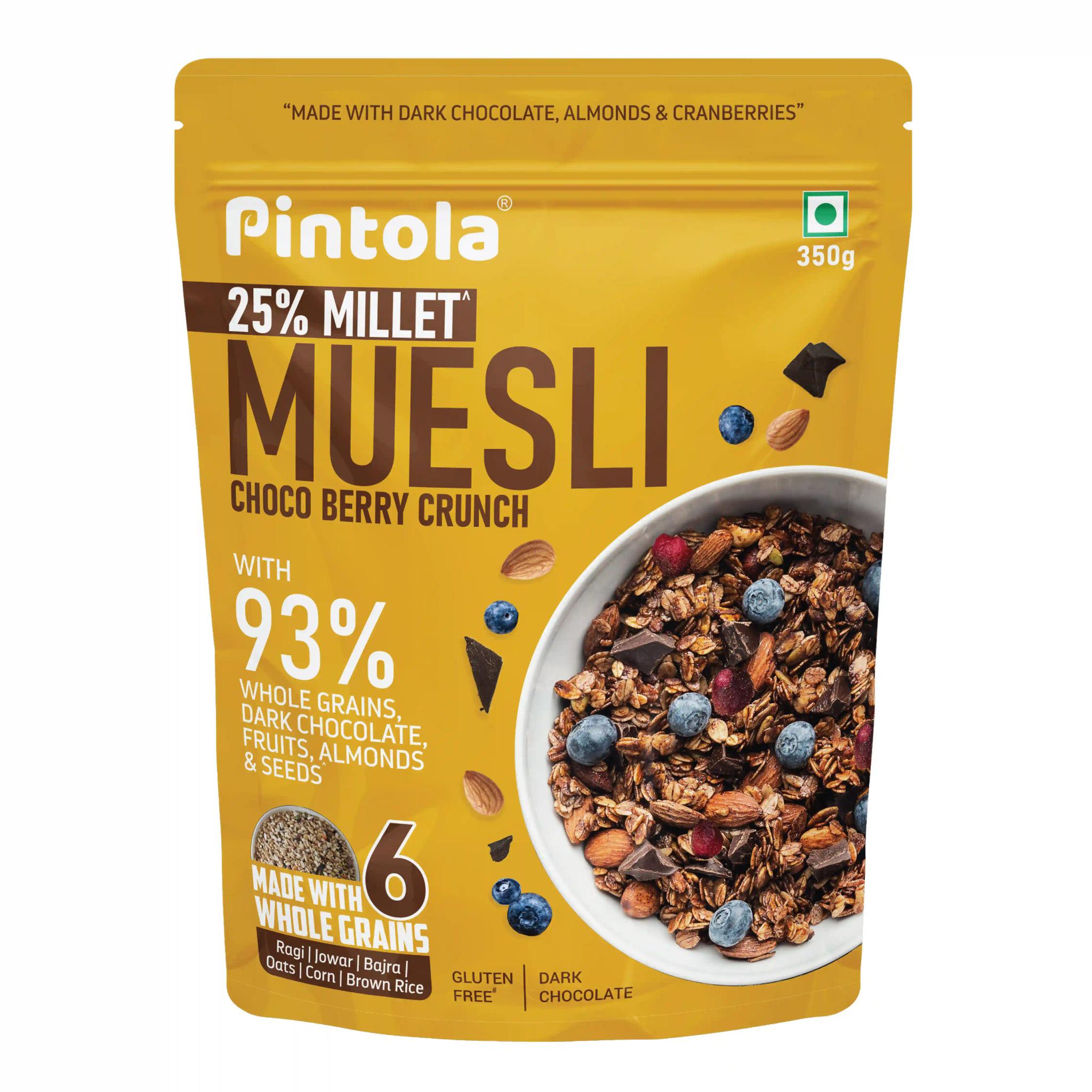 Pintola Dark Chocolate & Cranberry Muesli with 25% Millet & 60% Whole Grains (350g)