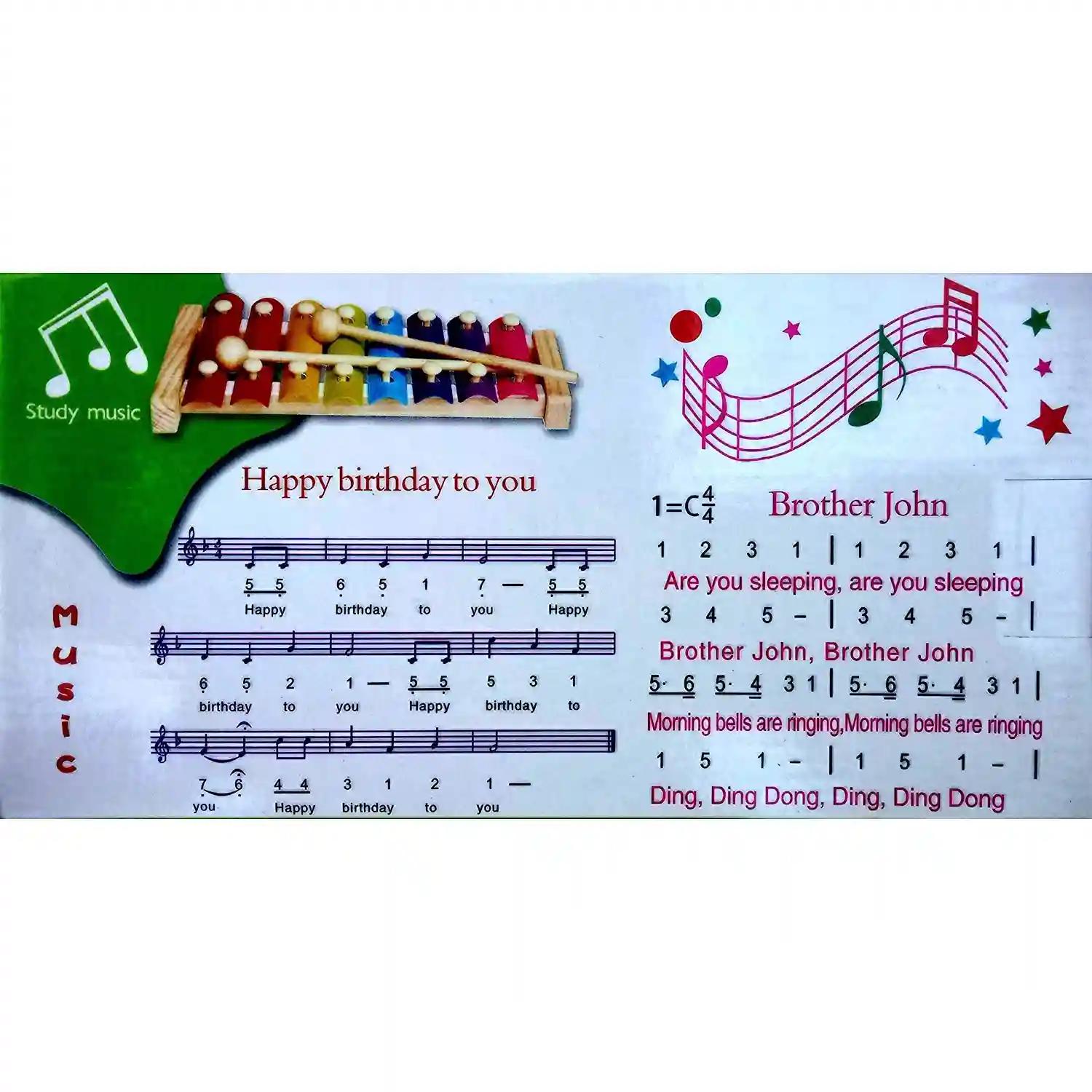 Little Monkey Wooden Xylophone Musical Toy with 8 Note, Multicolor