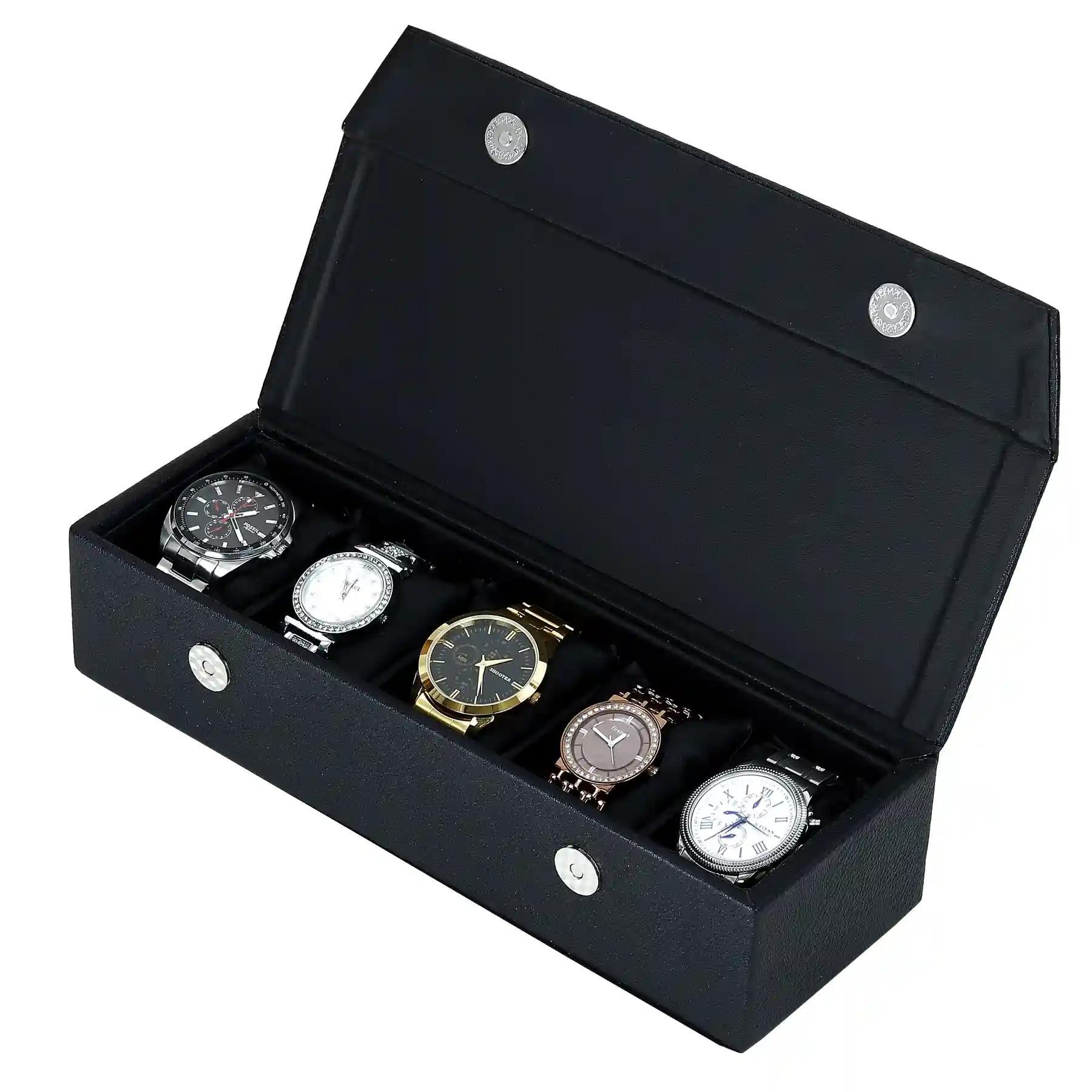 Watch Box Organizer Holder Jewelry Accessories Display Storage Case Watch Organiser Collection Box 5 Slots In PU Leather For Men Women