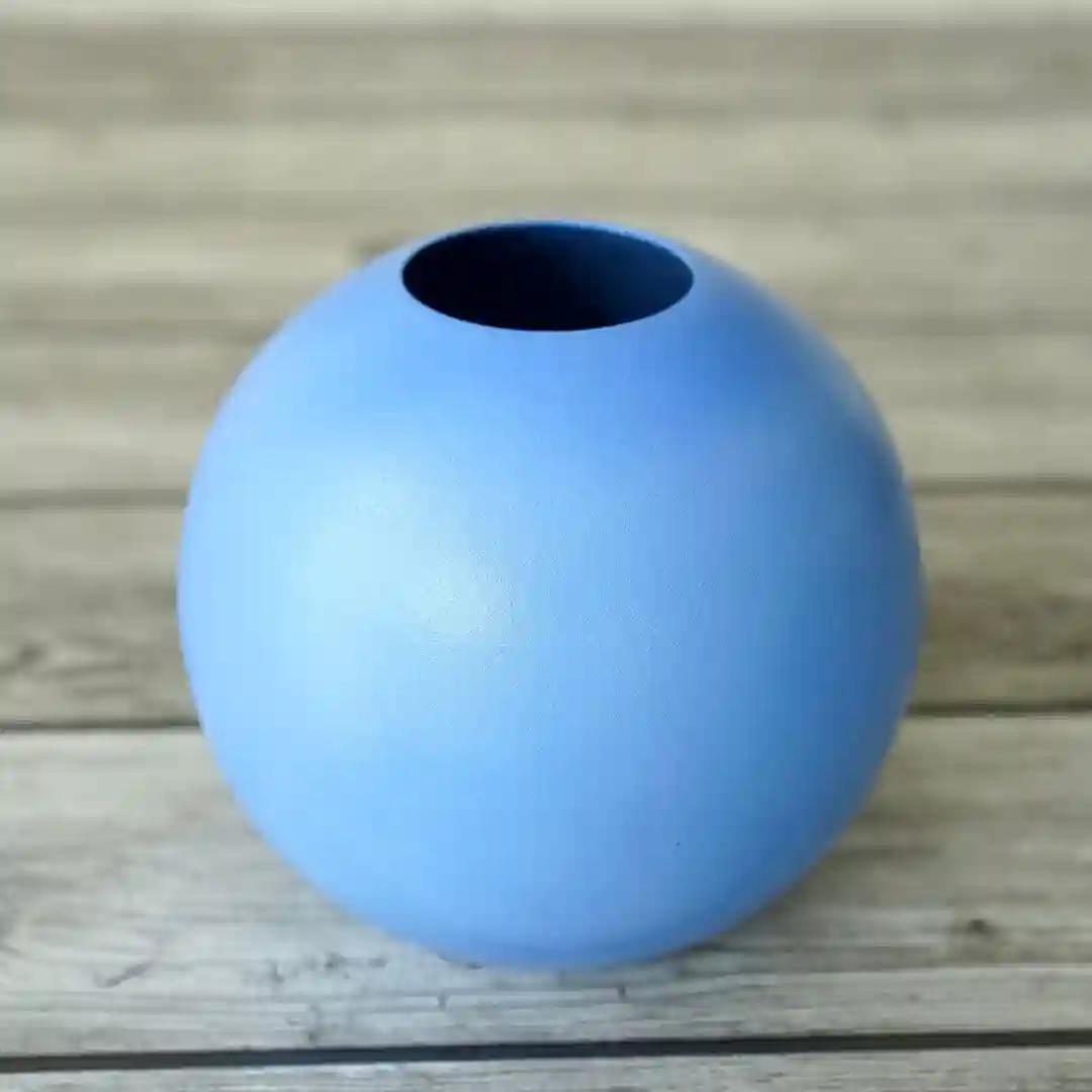 Behoma Metal Ball Flower Vase for Home Decor | Table Decorative Item for Bedroom Living Room Office Wedding | Best Gift for Birthday Anniversary Festival | Blue, Small