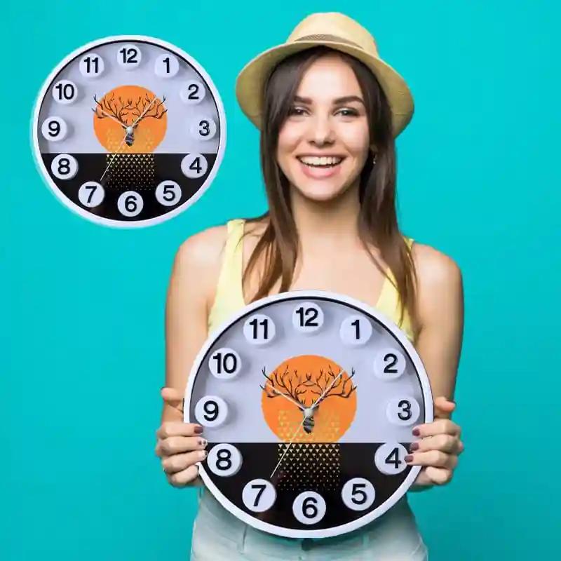 SG Mart Animal Design Silent Quartz Decorative Wall Clock Suitable for Living Room/Hall/Bedroom/Home/Office/Kitchen/School/Hotel and Wedding Gift Decoration Round Shaped (1-Pcs)