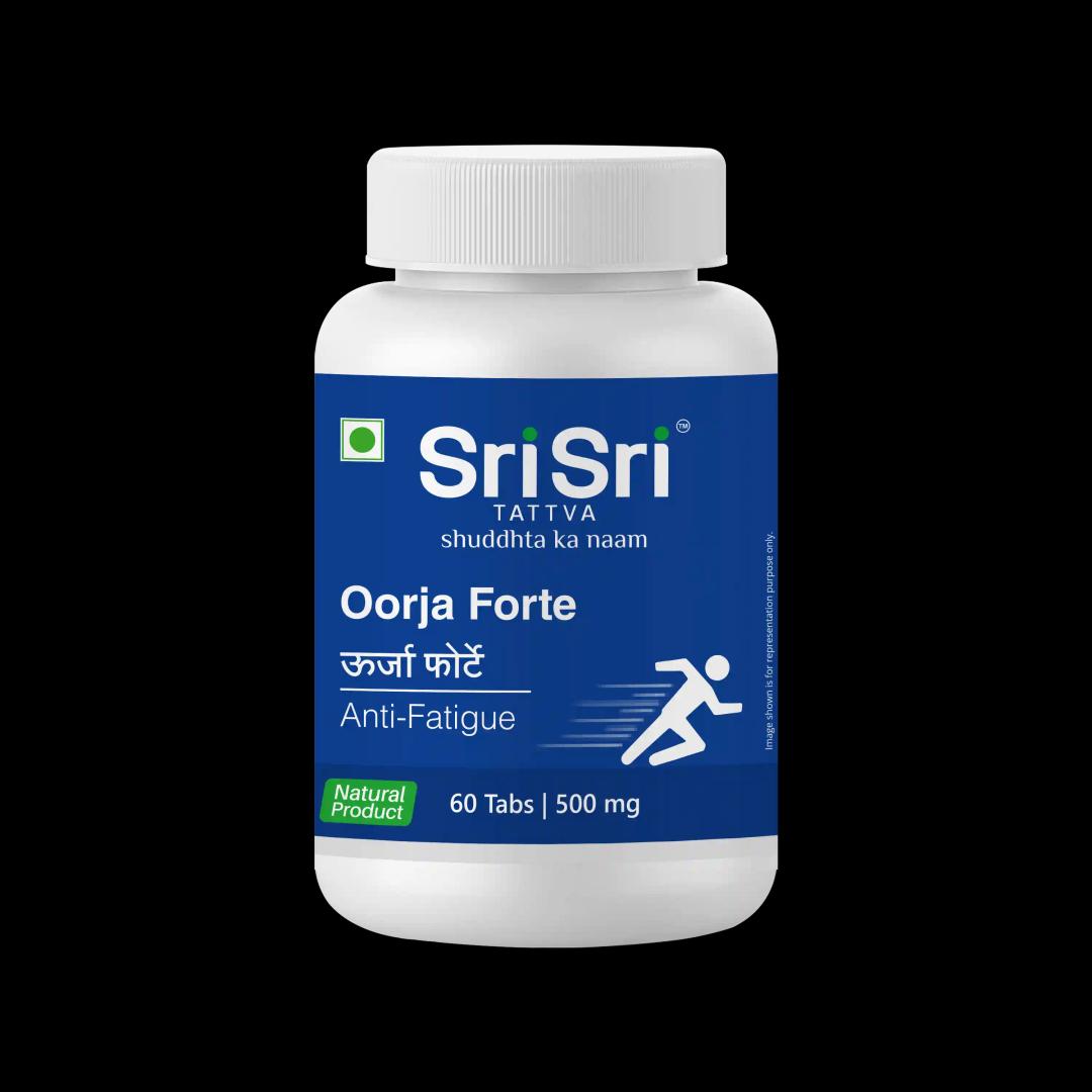 Sri Sri Tattva Oorja Forte | A Wonderful Blend Of Rejuvenating Ayurvedic Herbs To Improve Stamina & Relieve Fatigue | 60 Tabs, 500 Mg