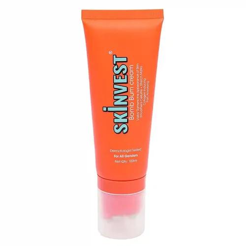 SKINVEST Bomb Bum Cream For Stretch Marks| With Caffeine, Peptides, Exotic Butters | In-Built 5 Metallic Balls Massager | Suitable For All Skin Types | For Men & Women