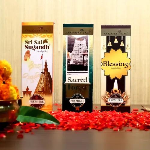 Premium Collection- Holy Forest Incense Sticks | Fragrance - Blessing/Sacred Forest/Sri Sai sugandh I Recycled Temple Flowers | Non-irritant Smoke - Pack of 3