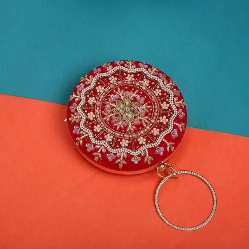 Women's Pretty Round Embroidery Clutch