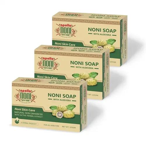 Apollo Noni Soap With Aloe Vera - Fight Free Radical Damages from Sun, Fight Wrinkles, Fight Any Skin Related Issues, Restore Skin Cells, Nourish Skin