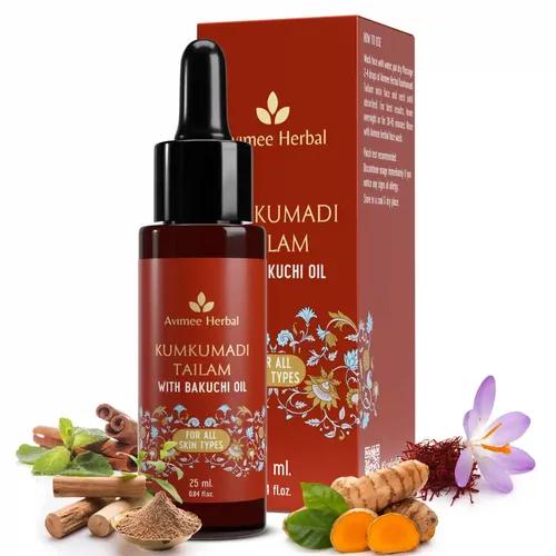 AVIMEE HERBAL Kumkumadi Tailam with Bakuchi Oil | For Men and Women | For Skin Brightening & Rejuvenation | 25 mL