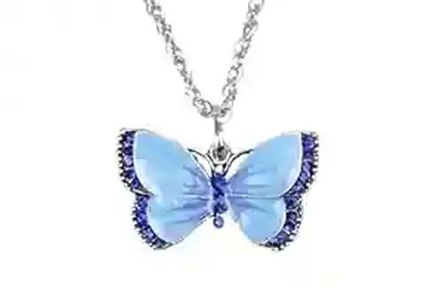 Blue Butterfly Pendant with Silver Chain