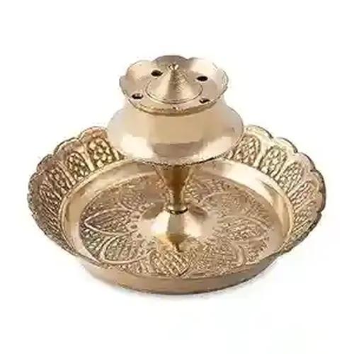 ALODIE - Brass Agarbatti Stand with Ash Catcher - Elegant Brass Agarbatti Stand for Pooja - Enhance Your Rituals with Stylish Agarbatti Holder Ash Collector - Functional Designs Agarbatti Stand