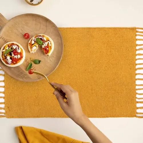 THE HOME TALK Cotton Placemats- Set of 4 | Side Table Mats | 13’’ x 19’’ | Heat-Resistant | with Fringes | Best for Bed-Side Table, Center Table, Dining Table, Shelves | Home Decor