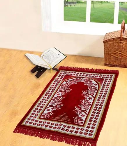 THE HOME TALK Foldable Prayer Mat - Janamaz/Prayer Mat Polyester Viscose - Traditional Carpets - Mats for Home - Soft Comfortable Carpets