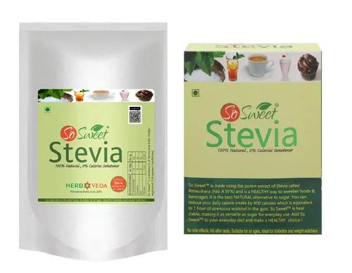 So Sweet Stevia Natural Sweetener Combo (250gm, 50 Stevia Sachets) Zero Calorie Natural Sweetener (Pack of 2)