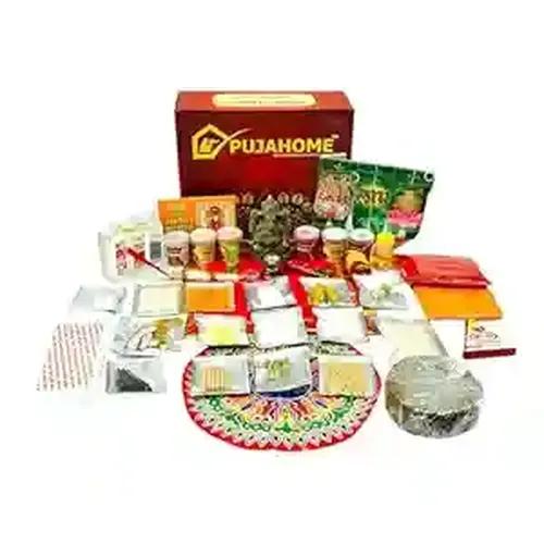 Pujahome Ganesh Puja Samagri Kit for Ganesh Pujan/Ganpati Pooja Kit/Ganesh Chaturthi Puja/Ganesh Pooja with Mitti(Clay) Ganesh Murti(42 Items)