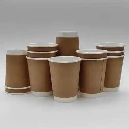 PARICOTT 360 ml Double Wall Brown, Disposable Glasses Double Wall Paper Coffee Cups, Hot and Cold Beverage Drinking Tea Cup for Parties, Kitchen, Espresso