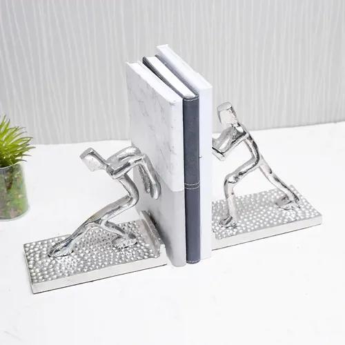 CASA DECOR Colossal Unity Sculpture Bookends Decorative Aluminium Bookends Desktop Book Shelf Organiser for Office Decor, Home, Living Room, School & Library (Pack of 2)