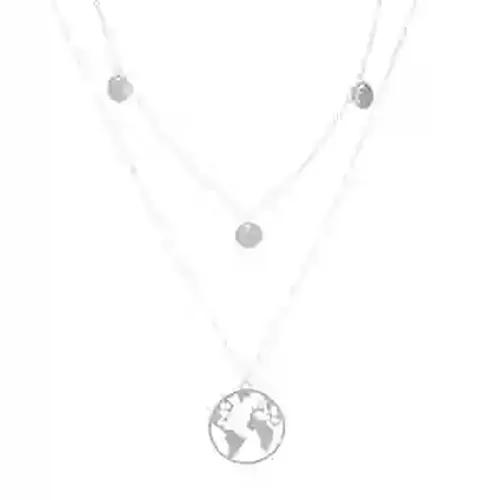 2 Layer Silver Plated Earth Design Pendant