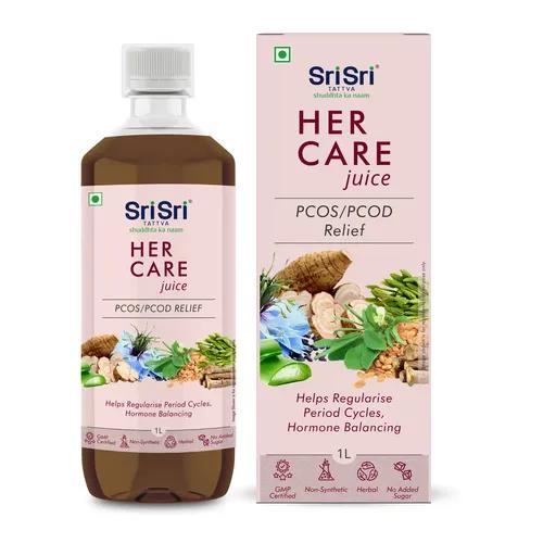 Sri Sri Tattva Her Care Juice - Pcos / Pcod Relief | Helps Regularise Period Cycles, Hormone Balancing | 1 L