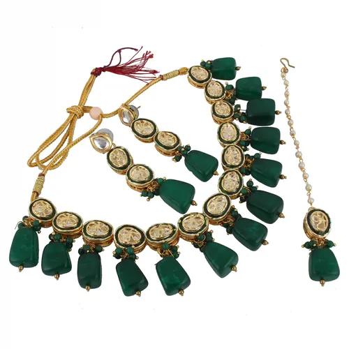 Gold Plated(18k) Meenakari Big Faux Kundan Dibbi Choker Necklace Set & Maang Tika