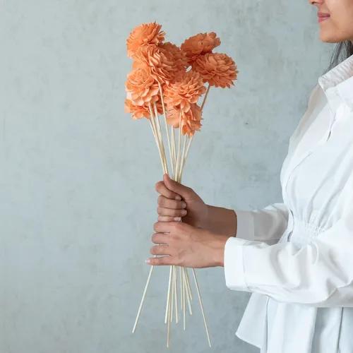 Peachy Sola Wood Flowers Sticks (10 Sticks)