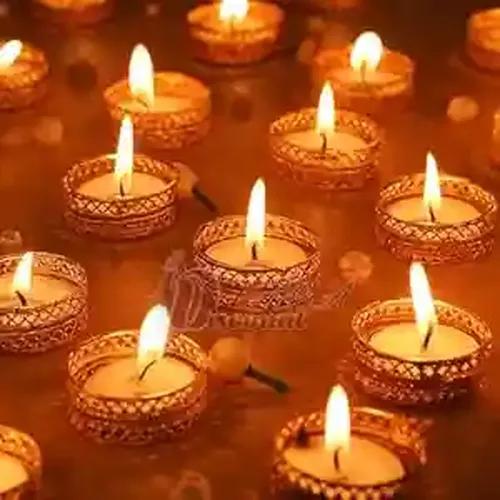 Dartistry Tealight Candle Holder with Candle for Festive Decoration/Decoration Diya/Rangoli Making Tealight Holder with Tealight (24 Pieces)