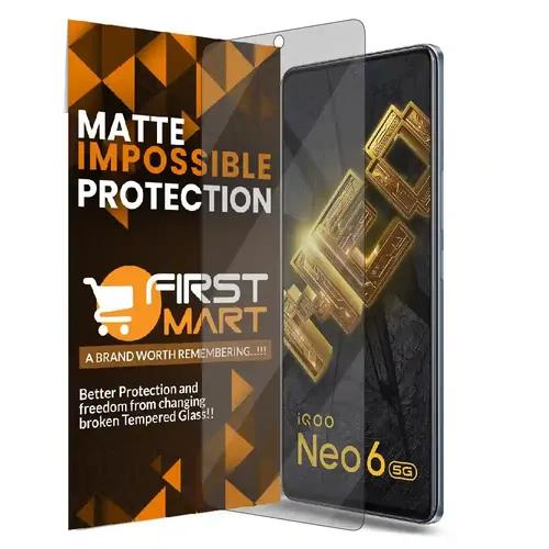 FIRST MART Matte Screen Guard for iQOO Neo 6 5G / 9 SE 5G (6.62 Inch) Impossible Flexible Fiber Case Friendly Temper Glass with Easy Installation Kit| Matte