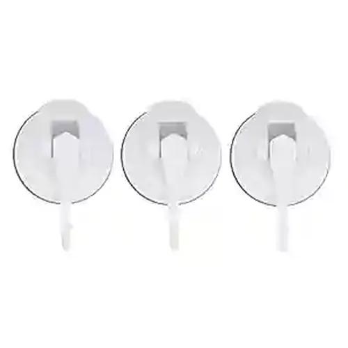 Vacc Fast Acrylic Heavy Duty Vacuum Based Suction Hooks Big Size Wall Hook Hanger and Holder Specialized for Kitchen, Bathroom, Restroom Organization - Pack of 3 (White)