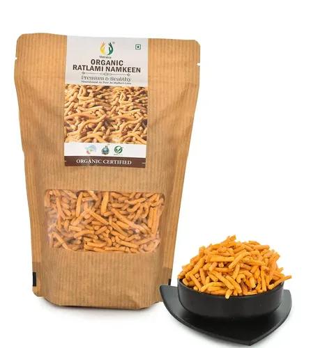 MATRATVA Ratlami Organic Sev Namkeen – 500 gm Fried in Cold Pressed Groundnut Oil | Healthy Indian Snacks | No Preservatives