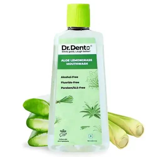 Dr.Dento Aloe Vera Lemongrass Mouthwash - 100ml | Fresh Breath | No Artificial Flavors & Colors | Alcohol-Free Mouthwash for Men, Women & Kids | Fights Germs (Aloe Lemongrass, 100ml)