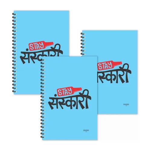 Stay Sanskari Hindi Quotes Ruled Diaries - Pack Of 3