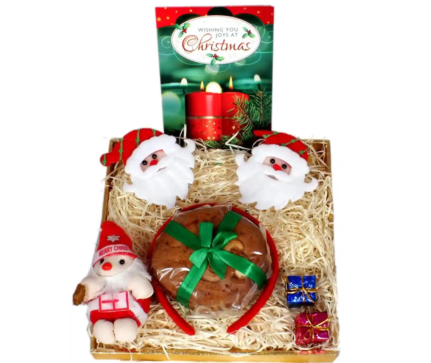 Christmas Gift/Christmas Cake/Christmas Gift for Kids/Christmas Gift for family-200gms Cake+Santa Clause+Hair Band+Santa Pen +Christmas Greeting Card