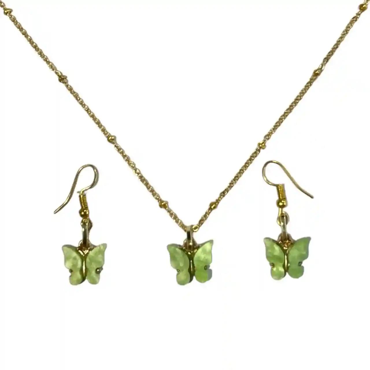 Light Green Butterfly Earring Pendant Chain