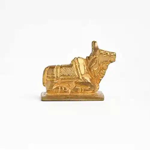 ALODIE Brass Bull Statue - Nandi Idol for Pooja - Nandi Murti for Puja Items for Home (1.6x0.6x1.1)