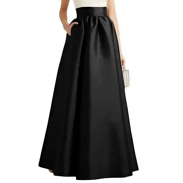 Handmade Black  Silk Taffeta Full Circle Skirt - Perfect for Christmas Parties & Special Events-XS