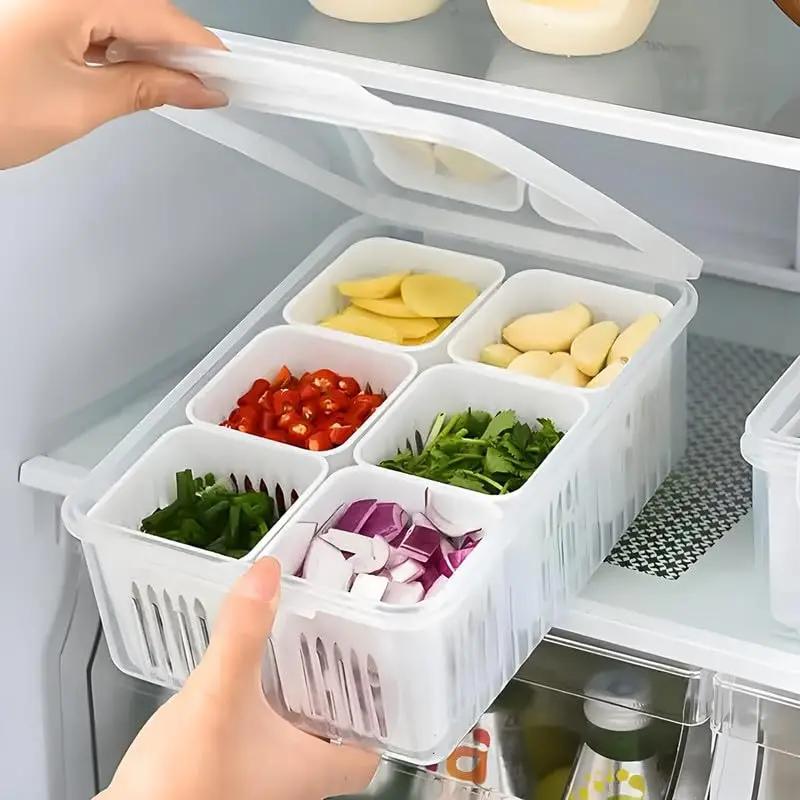 KHUSHIYA ENTERPRISE Fridge Storage Boxes Freezer Storage Containers,Container for Kitchen Storage Set,Storage in Kitchen,Vegetable Storage,Draining Crisper Refrigerator Food Box