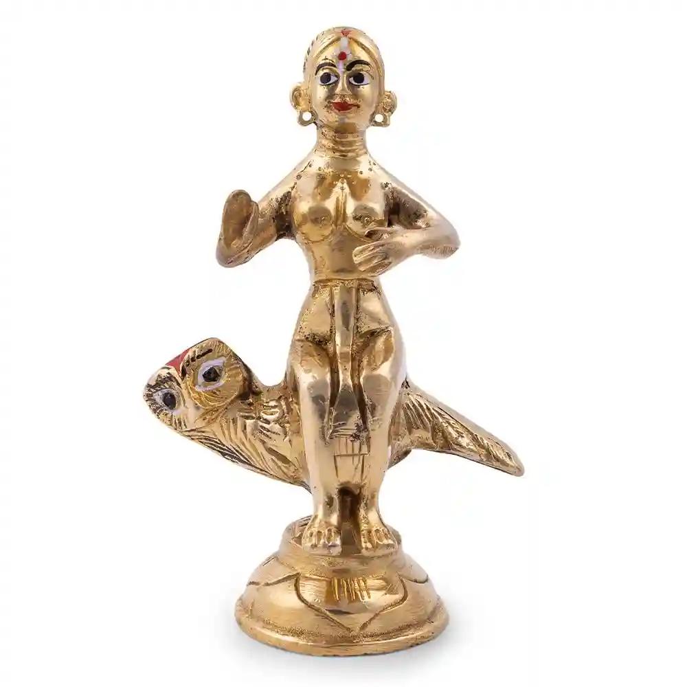 ALODIE - Brass Durga Maa and Lord Vishnu Idols for Pooja and Home Decor - Bring Divine Blessings to Your Space (Lakhi MATA Murti)