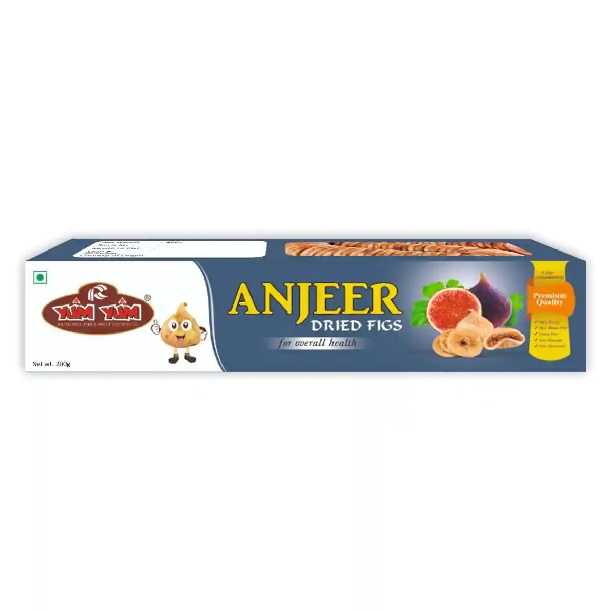 YUM YUM Premium Dried Afghani Anjeer | Dry Figs | Rich Source of Fibre | Vitamins Calcium & Iron | Low in calories and Fat Free | Non-GMO Dried Figs 200g - (Pack of 1-200g)