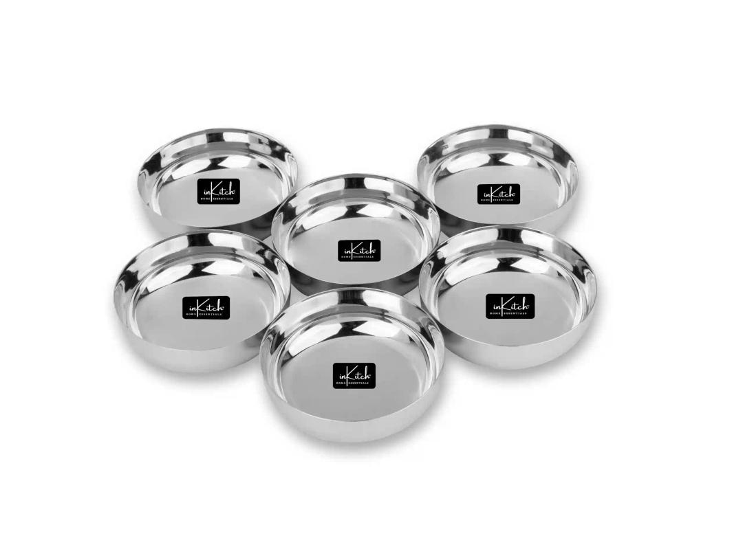 InKitch  Stainless Steel Apple Shape Heavy Gauge Mini Dessert Plates with Mirror Finish/Glossy Mini Plates/Durable Kitchenware/10cm Dia Set of 6Pc