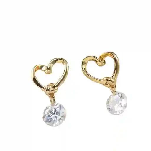 Heart Shaped Earring with Crystal Drop