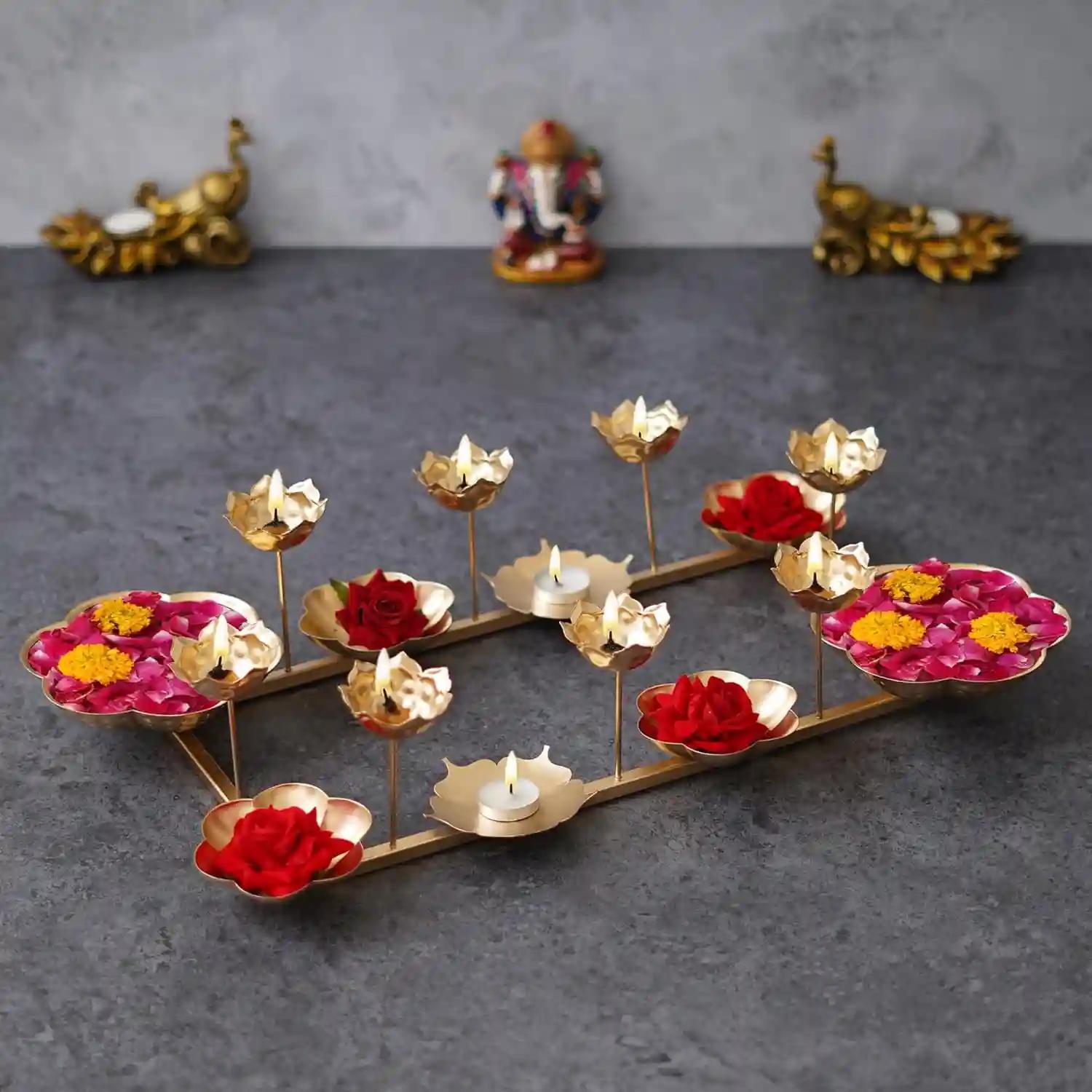 WEBELKART  Decorative Rangoli Stand Handcrafted Diya for Diwali Decorationfor Bowl for Floating Flowers and Tea Light Candles Home and Table Decor| Urli Bowl for Home Decor