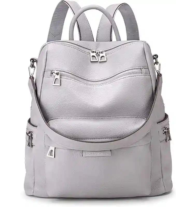 MUCHOVA Trendy PU Leather Students School Backpack Bags For Girls (GREY)