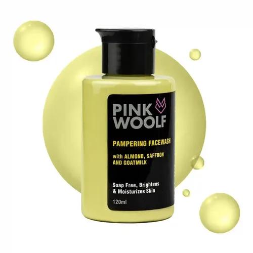 PINK WOOLF Pampering Facewash With Almond, Saffron And Goatmilk For Brightens And Moisturizes Skin, Suitable For All Skin Type - 120ml (Pack Of 1)