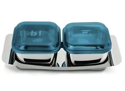 Jvl Designer Set Tray With Bowl And Lid - Pack of 2