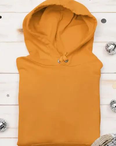 Men's Solid Color Fleece Lined Cotton Hoodie/ Winter Collection /  Orange / M