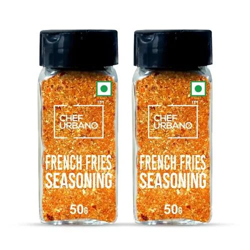 Chef Urbano French Fries Seasoning Sprinkler 50g Pack of 2 | Instant Spice Mix for French Fries, Pizza, Pasta, Chips, Popcorn Masala Seasonings, Spicy African Piri Piri Seasoning Powder